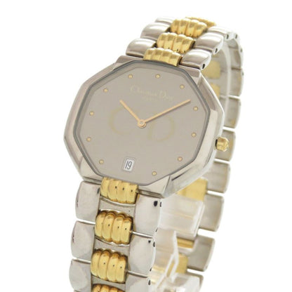 Dior Octagon 45.204 SS Silver Gold Quartz Watch