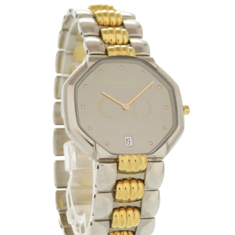 Dior Octagon 45.204 SS Silver Gold Quartz Watch