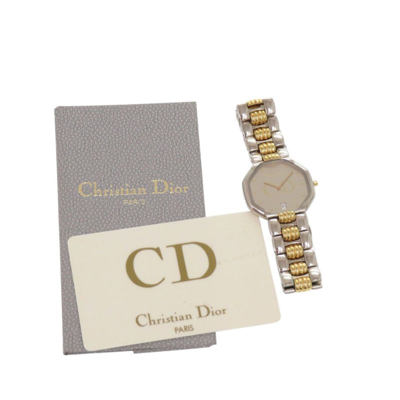 Dior Octagon 45.204 SS Silver Gold Quartz Watch
