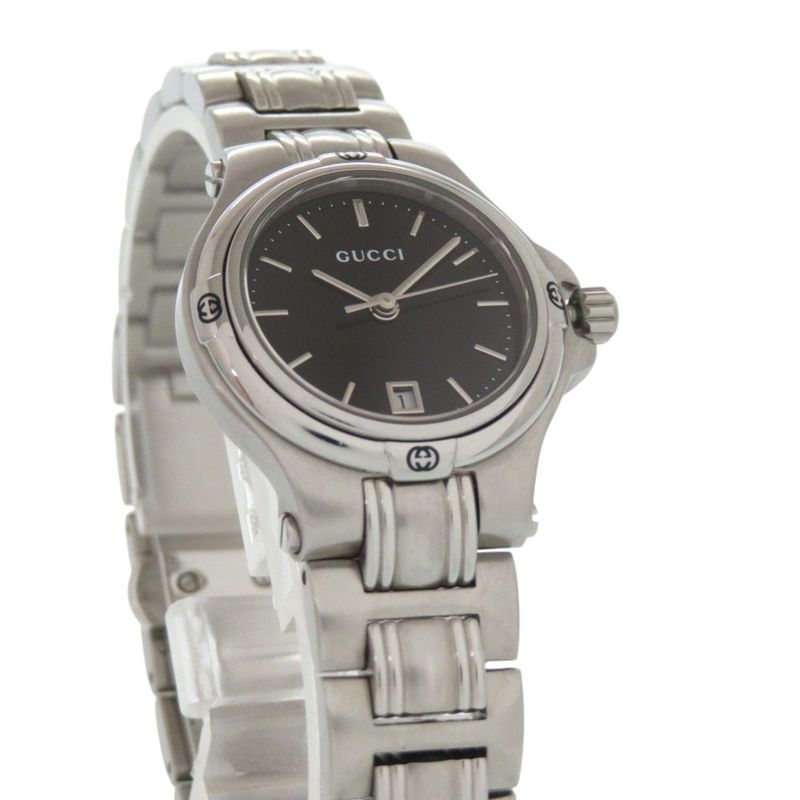 Gucci Black Dial SS Silver Quartz Watch