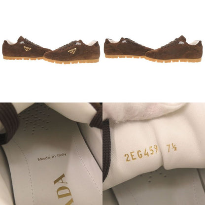 Prada Triangle Logo 7.5 Suede Brown Sneakers