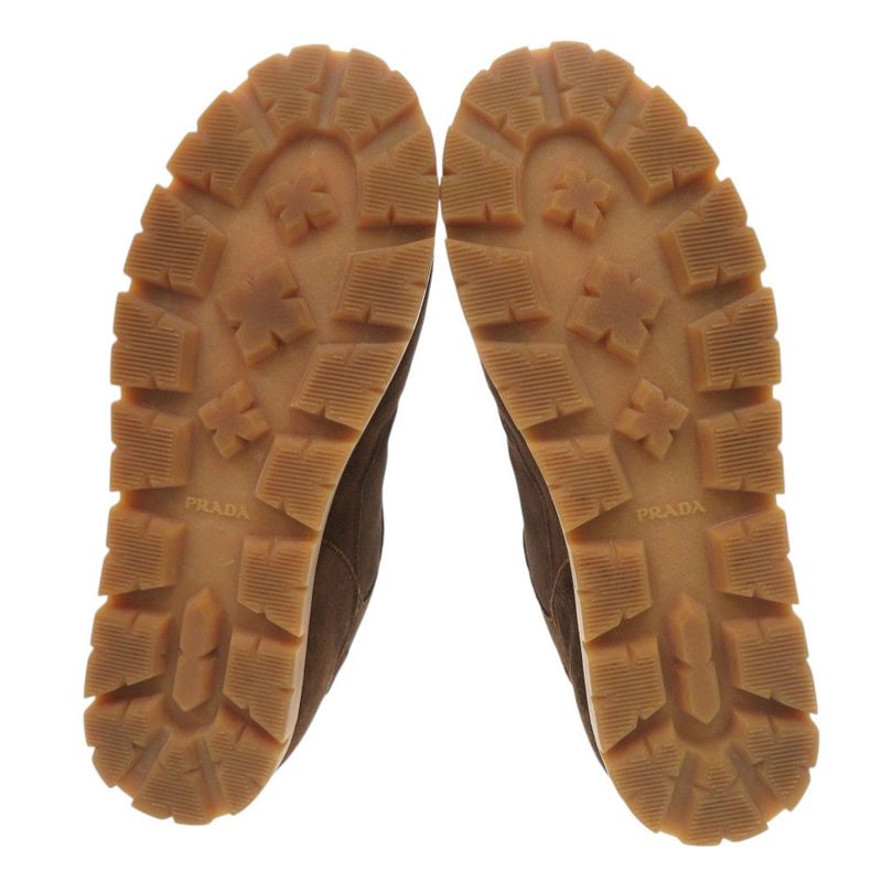 Prada Triangle Logo 7.5 Suede Brown Sneakers