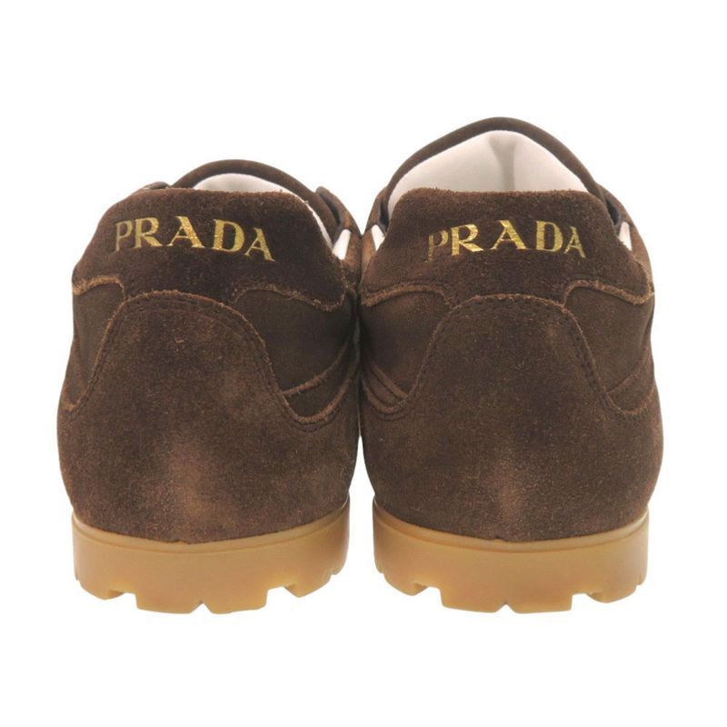 Prada Triangle Logo 7.5 Suede Brown Sneakers