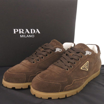 Prada Triangle Logo 7.5 Suede Brown Sneakers