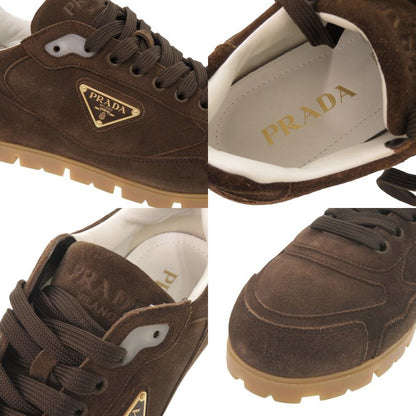 Prada Triangle Logo 7.5 Suede Brown Sneakers