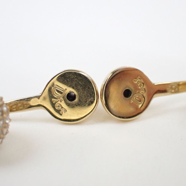 Dior Earrings Clair D Lune Gold Metal Rhinestone