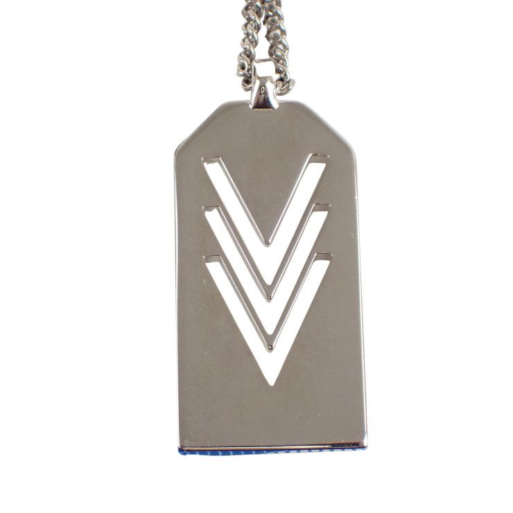 Louis Vuitton Pendant Necklace Vvv Silver Metal Triple V