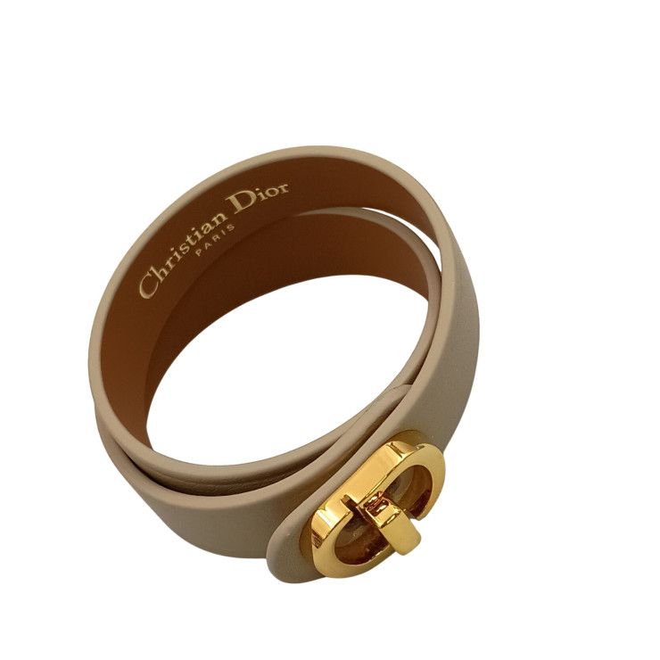 Dior Bracelet 30 Montaigne Beige Leather Gold Double