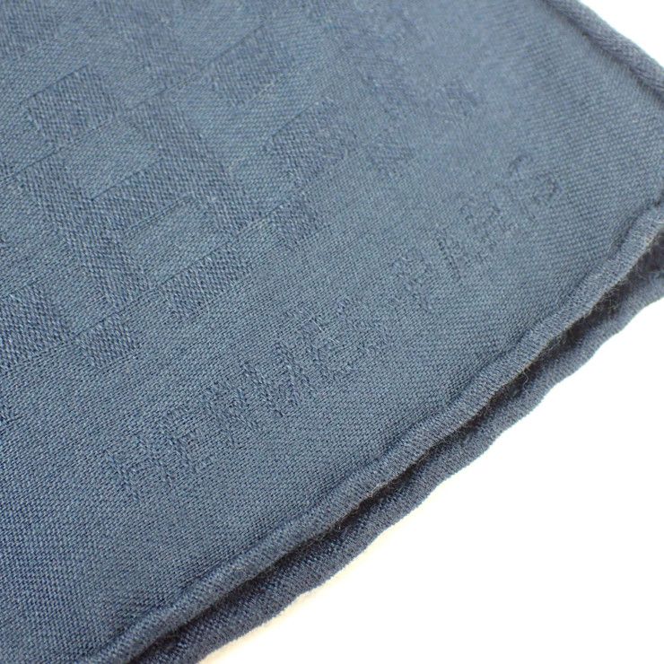 Hermes Scarf Pattern Shawl Navy 48% Cashmere 32% Wool