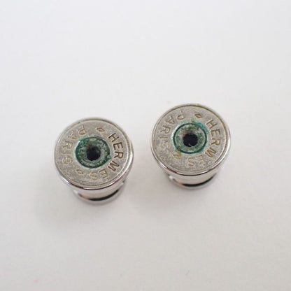 Hermes Earrings Ismu Brown White Buffalo Horn Lacquer Wood Metal