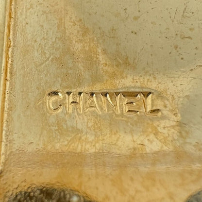Chanel CC Logo Mirror Brooch Logo Ribbon Gold Plated