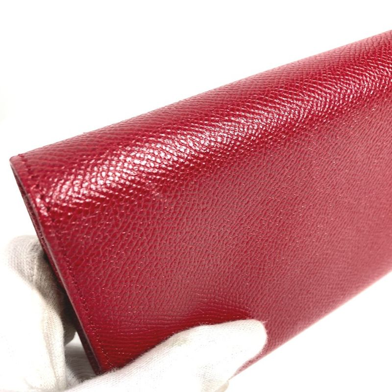 Bvlgari Wallet Logo Clip Leather Red