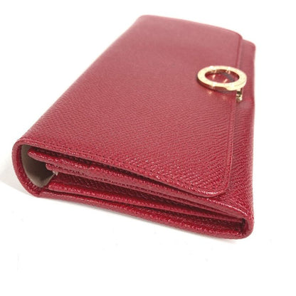 Bvlgari Wallet Logo Clip Leather Red