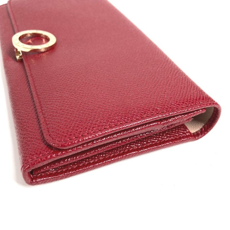 Bvlgari Wallet Logo Clip Leather Red