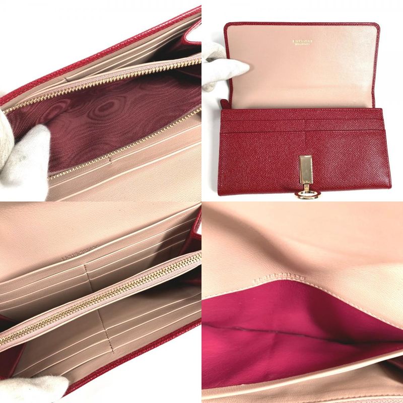Bvlgari Wallet Logo Clip Leather Red