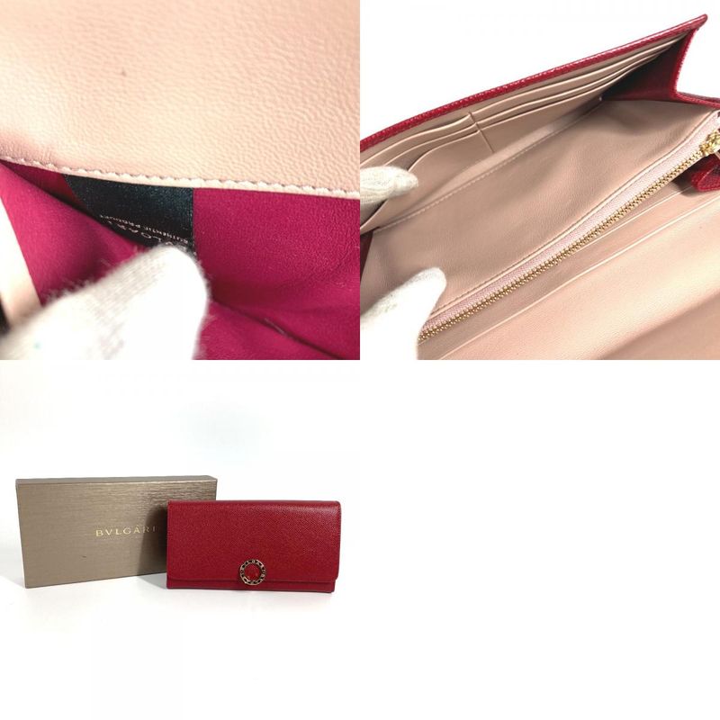 Bvlgari Wallet Logo Clip Leather Red