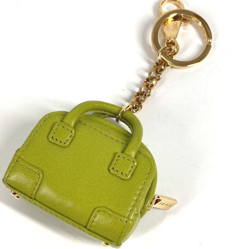 Loewe Key Holder Amazona Shape Anagram Logo Leather Green