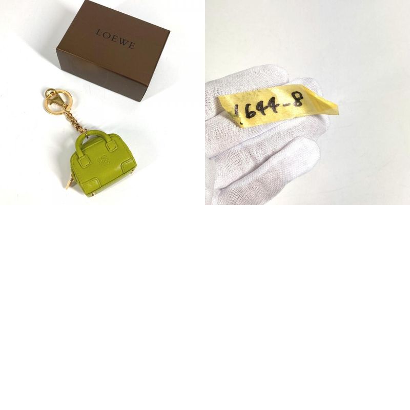 Loewe Key Holder Amazona Shape Anagram Logo Leather Green