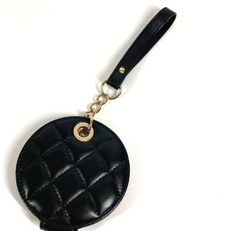 Chanel Key Holder Logo CC Logo Quilted Leather Black