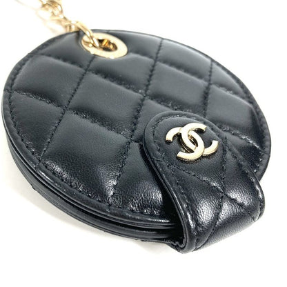 Chanel Key Holder Logo CC Logo Quilted Leather Black