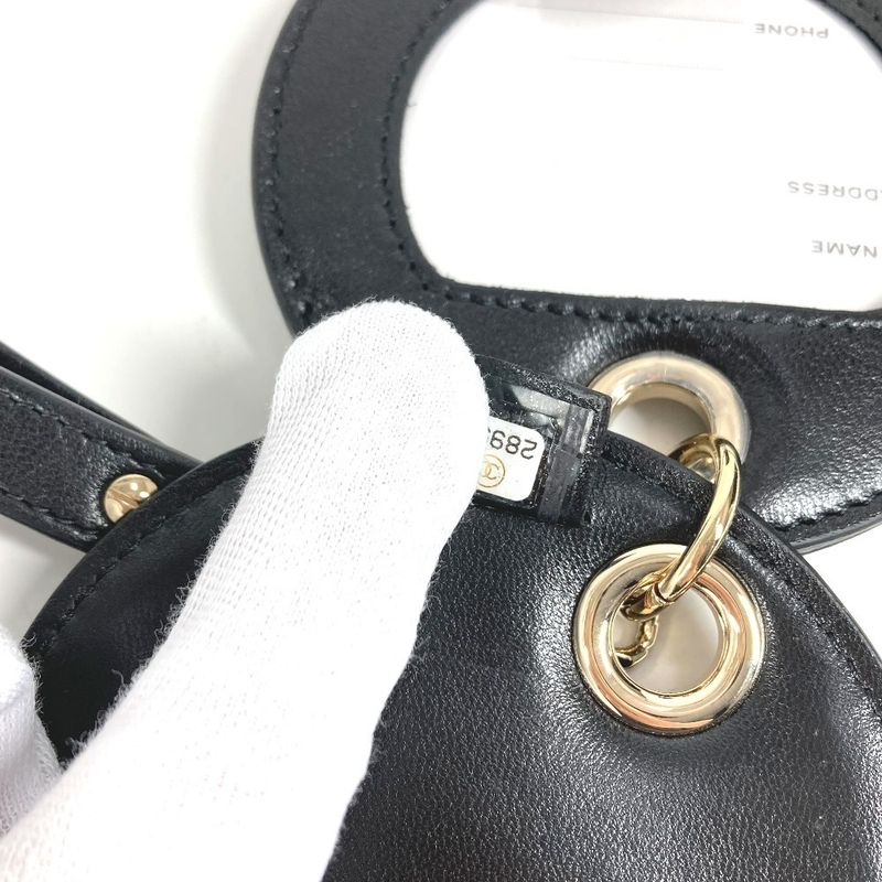 Chanel Key Holder Logo CC Logo Quilted Leather Black