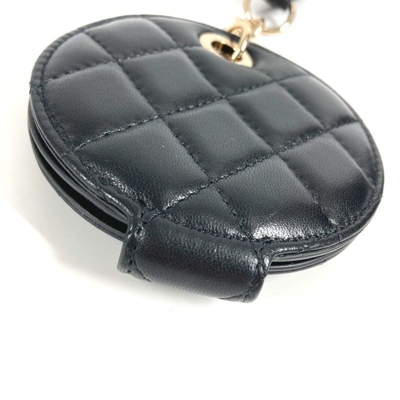 Chanel Key Holder Logo CC Logo Quilted Leather Black