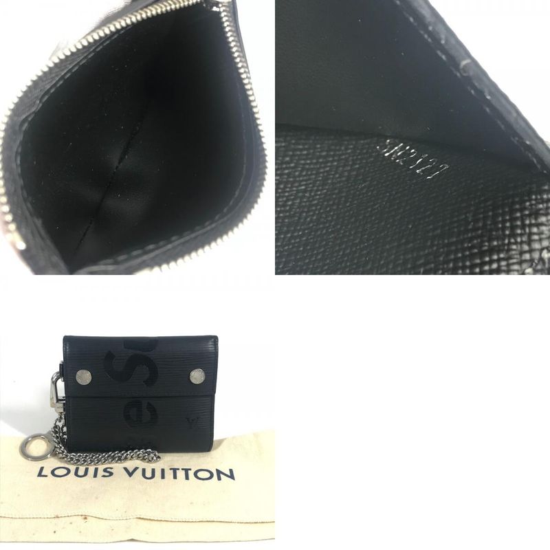 Louis Vuitton Trifold Wallet Chain Wallet Chcp Wallet Epi Leather Noir