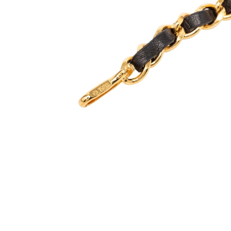 Chanel CC Logo Vintage Chain Belt Gold Black Plated Leather