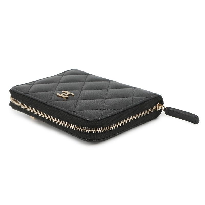 Chanel Bifold Wallet Quilted Small CC Logo Caviar Leather