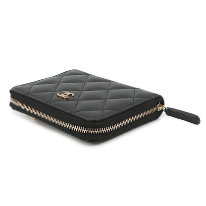 Chanel Bifold Wallet Quilted Small CC Logo Caviar Leather