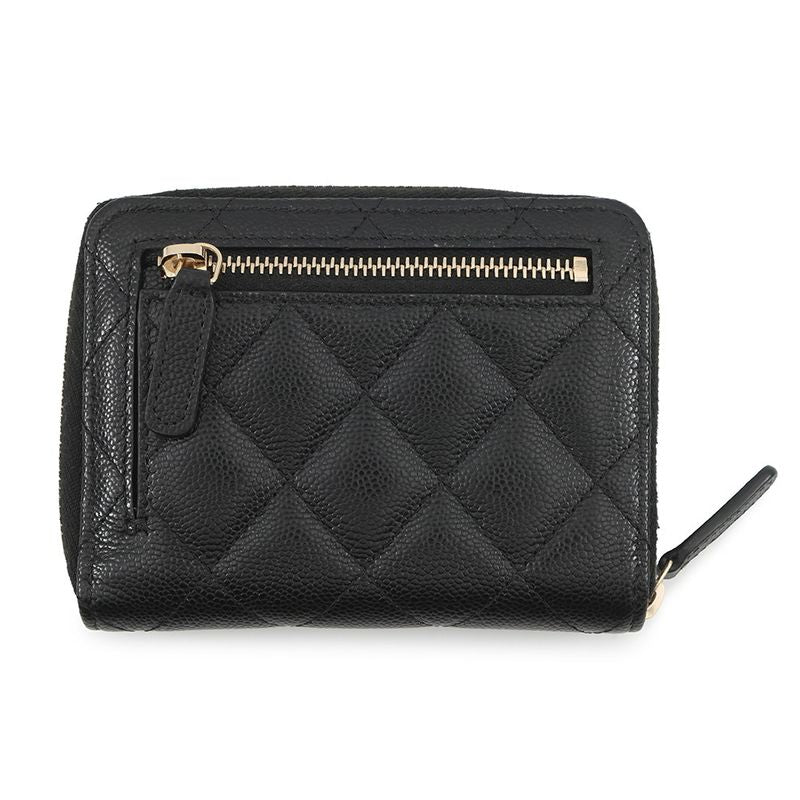 Chanel Bifold Wallet Quilted Small CC Logo Caviar Leather