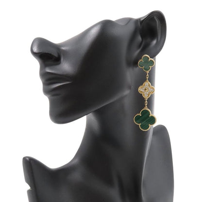 Van Cleef & Arpels Earrings Magic Alhambra 3 Motif Malachite Diamond Def