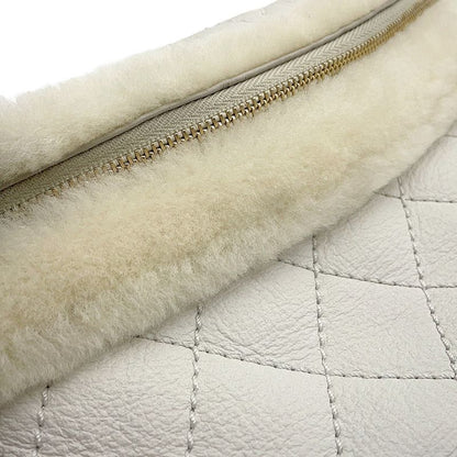 Chanel Belt Bag Quilted Chain Shoulder CC Logo Leather Mouton White White Ivory