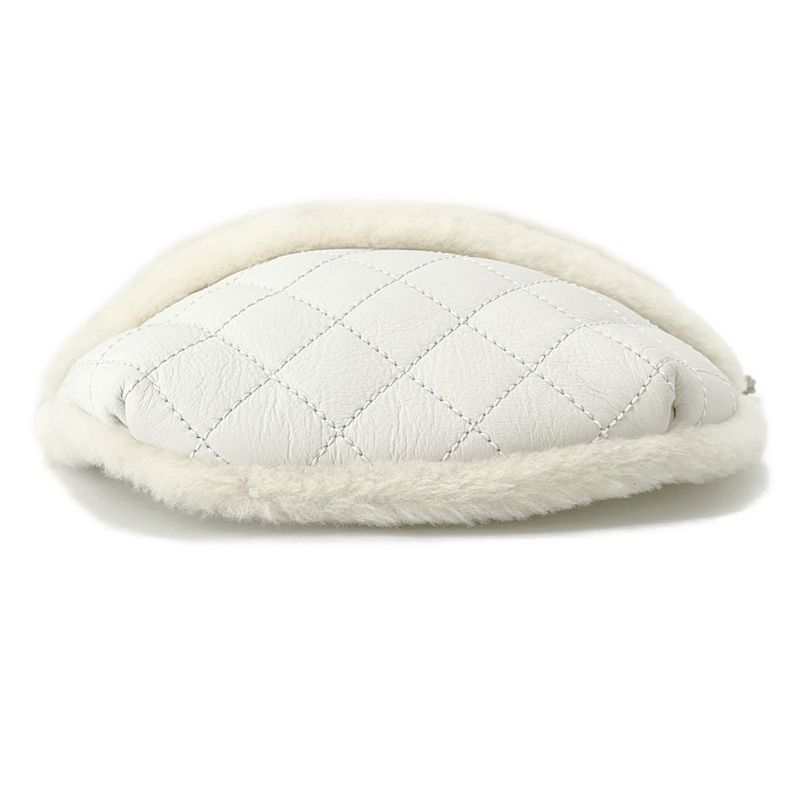 Chanel Belt Bag Quilted Chain Shoulder CC Logo Leather Mouton White White Ivory