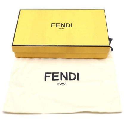 Fendi Bicolor Logo Leather Round Zip Wallet Yellow