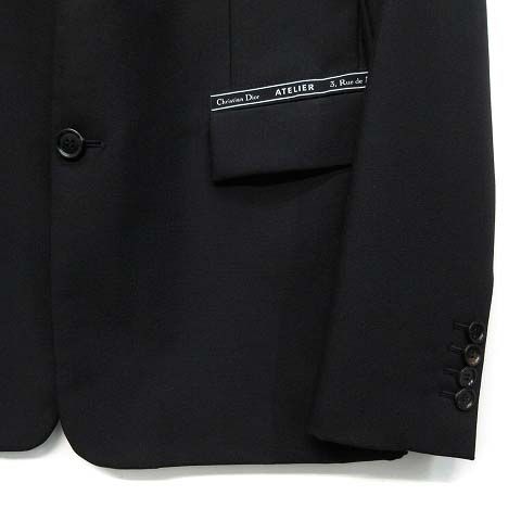 Dior Homme Atelier Logo Tape Jacket Narrow Lapel Wool Mohair Black 48