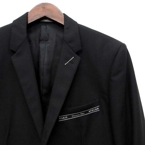 Dior Homme Atelier Logo Tape Jacket Narrow Lapel Wool Mohair Black 48