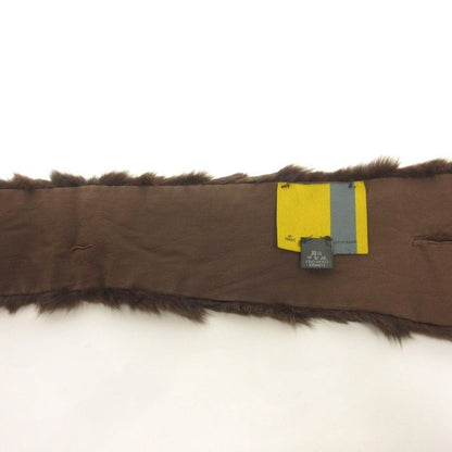 Fendi Tippet Scarf Rabbit Fur Silk Brown