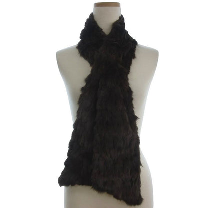 Fendi Tippet Scarf Rabbit Fur Silk Brown