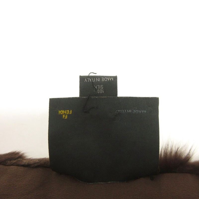Fendi Tippet Scarf Rabbit Fur Silk Brown
