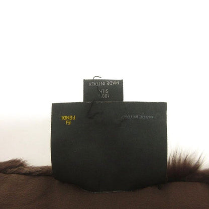 Fendi Tippet Scarf Rabbit Fur Silk Brown