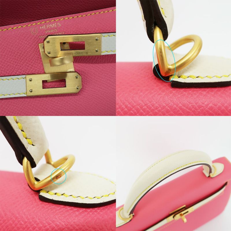 Hermes Kelly 25 Sellier Handbag Rose Azalea Cles Gold