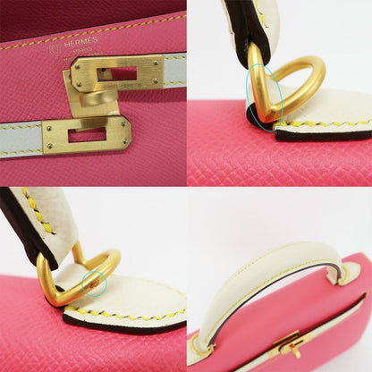 Hermes Kelly 25 Sellier Handbag Rose Azalea Cles Gold
