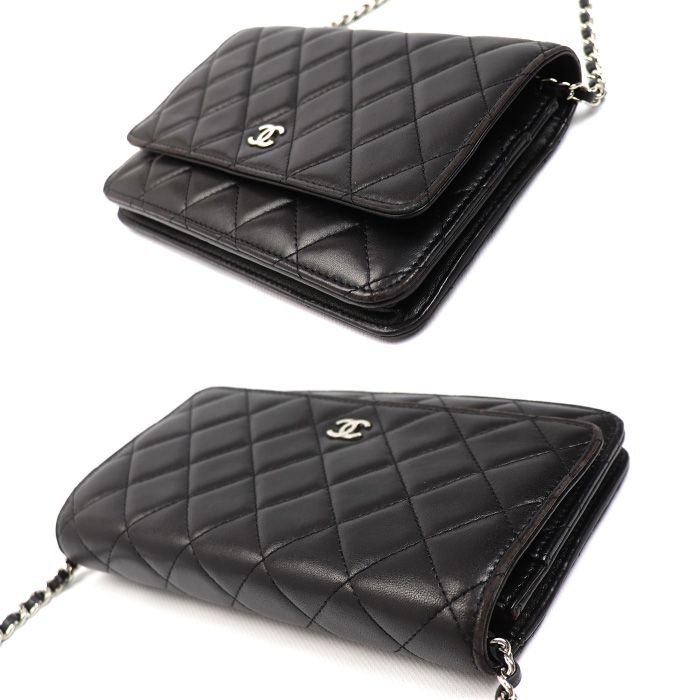 Chanel Chain Wallet Lambskin Shoulder Bag Black