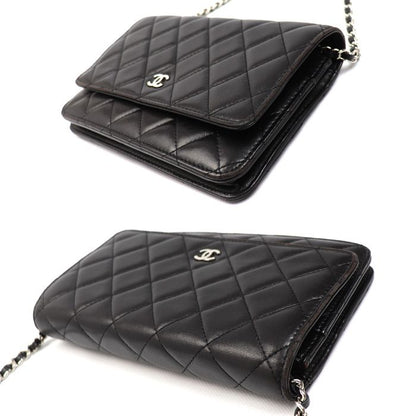 Chanel Chain Wallet Lambskin Shoulder Bag Black