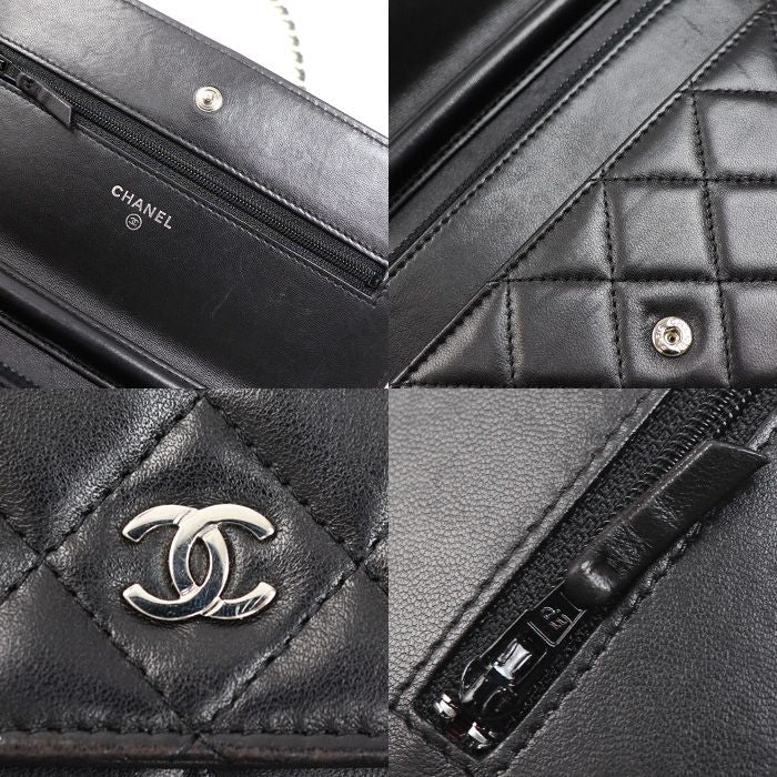 Chanel Chain Wallet Lambskin Shoulder Bag Black
