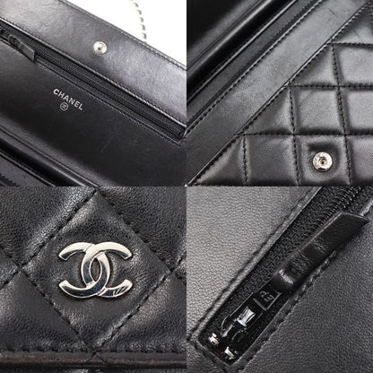 Chanel Chain Wallet Lambskin Shoulder Bag Black