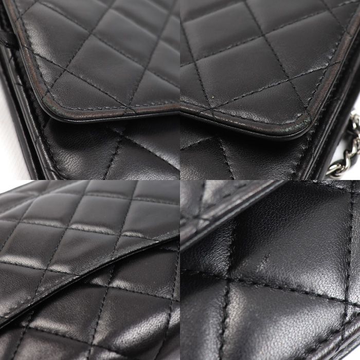 Chanel Chain Wallet Lambskin Shoulder Bag Black