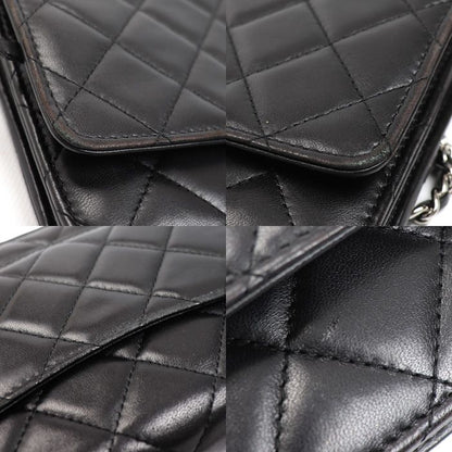 Chanel Chain Wallet Lambskin Shoulder Bag Black