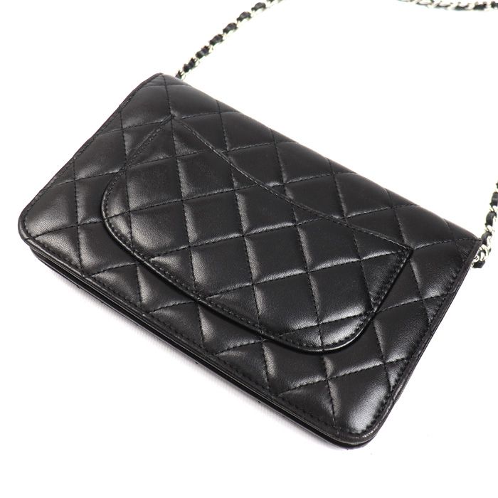Chanel Chain Wallet Lambskin Shoulder Bag Black